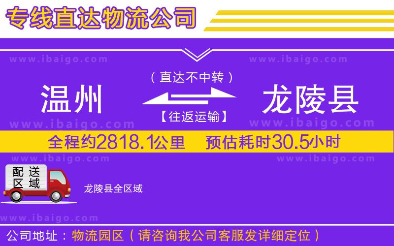 溫州到龍陵縣貨運專線